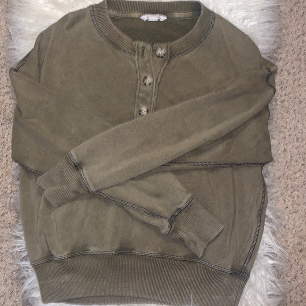 Olive green half button down sweater